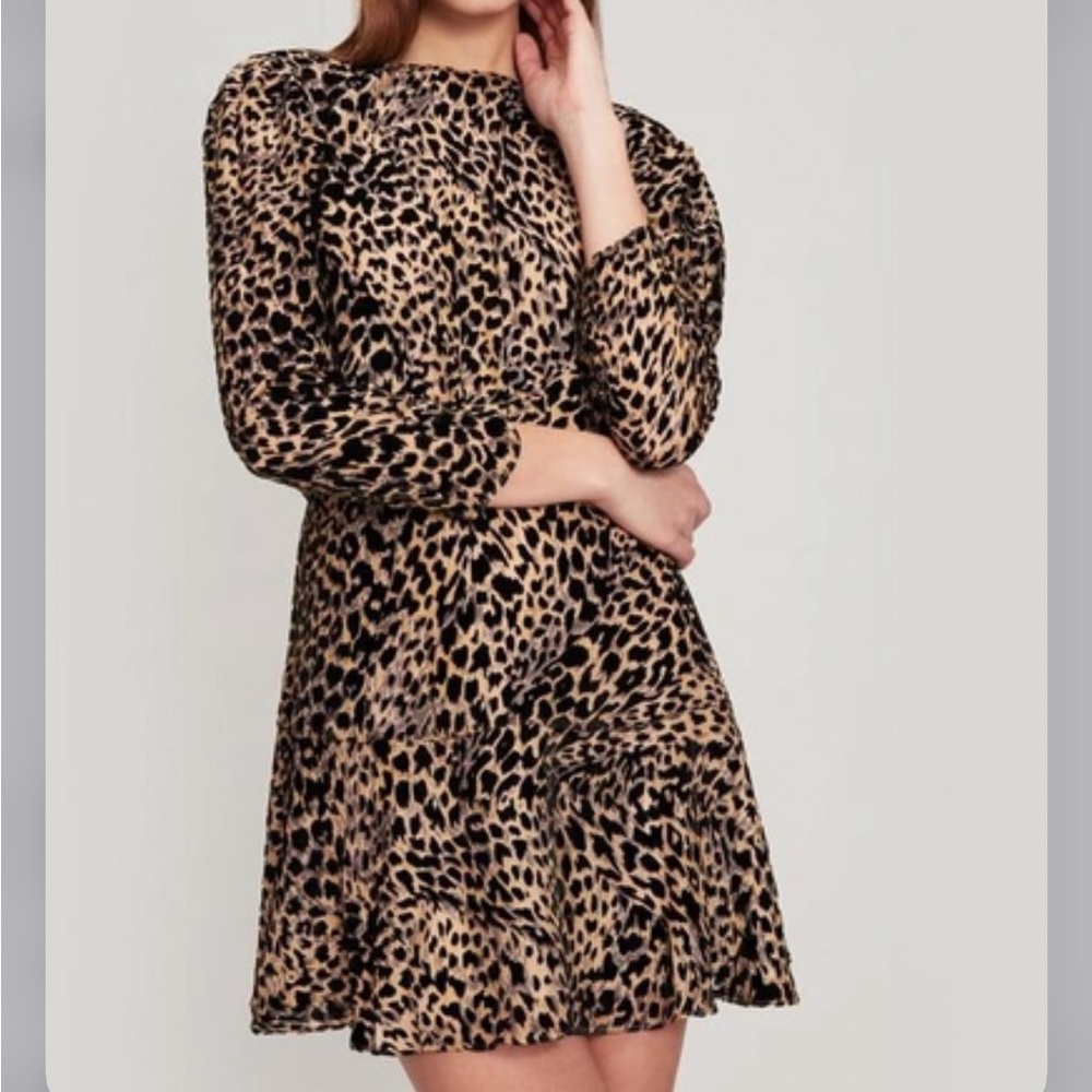 RIXO LONDON KYLA SCOOP-BACK LEOPARD SILK DRESS IN LEOPARD BURNOUT SMALL